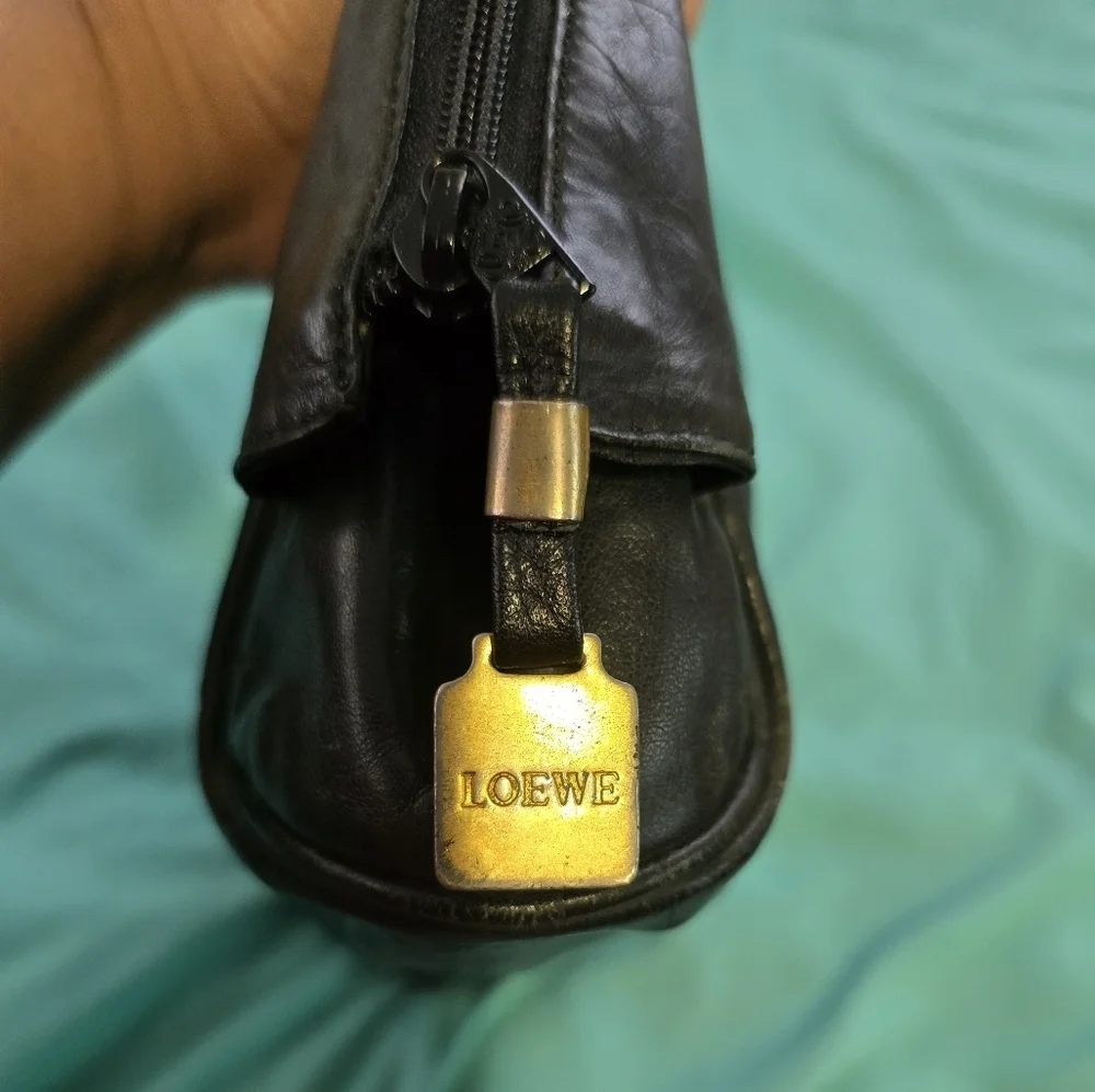 Loewe Black Leather Clutch with Wristlet